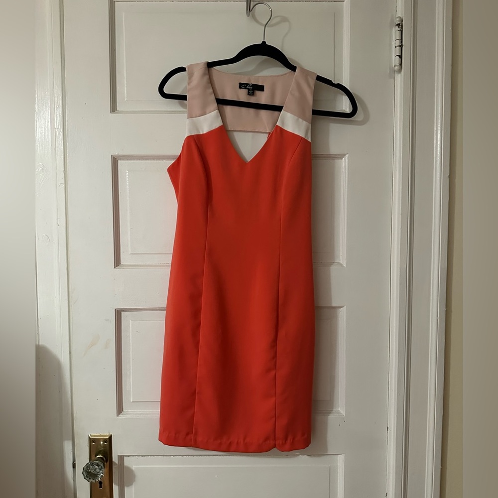 Coral Color Block Dress